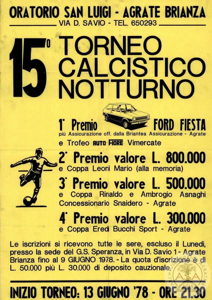 Manifesto 15° torneo calcistico notturno 1978