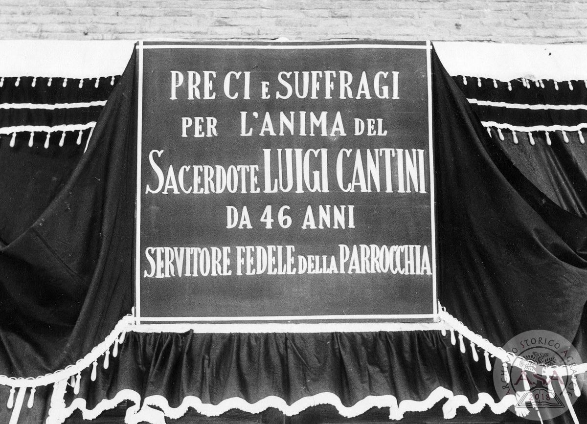 Funerale di Don Luigi Cantini 04-08-1956 manifesto funebre