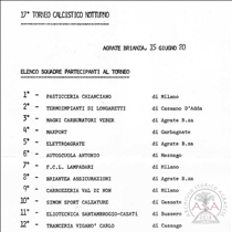 17° Torneo serale 1980 - Elenco squadre